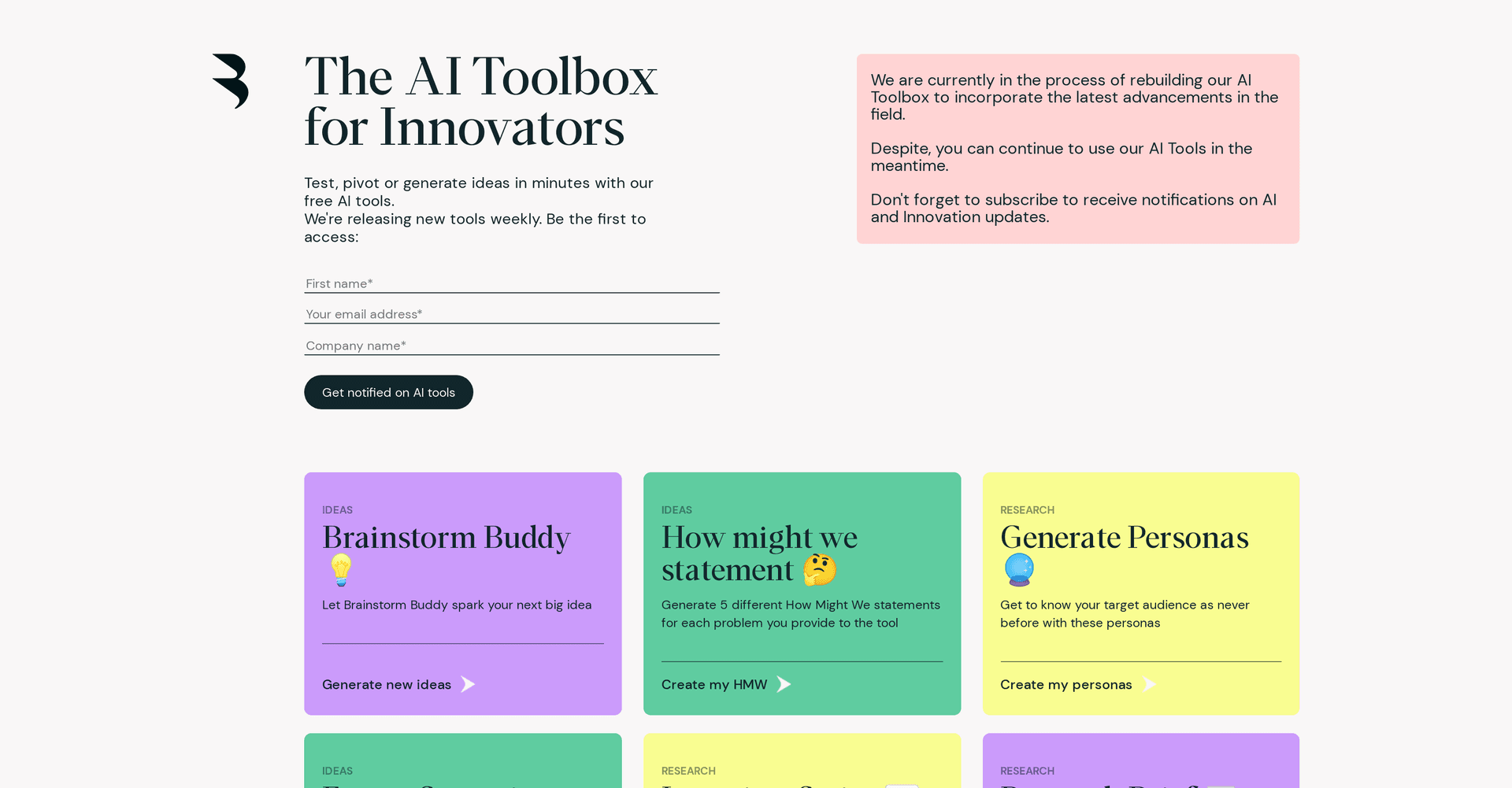 AI Toolbox for innovators