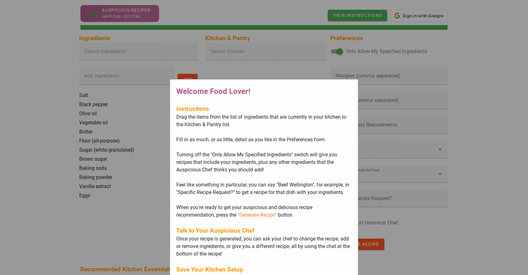 Auspicious Recipes
