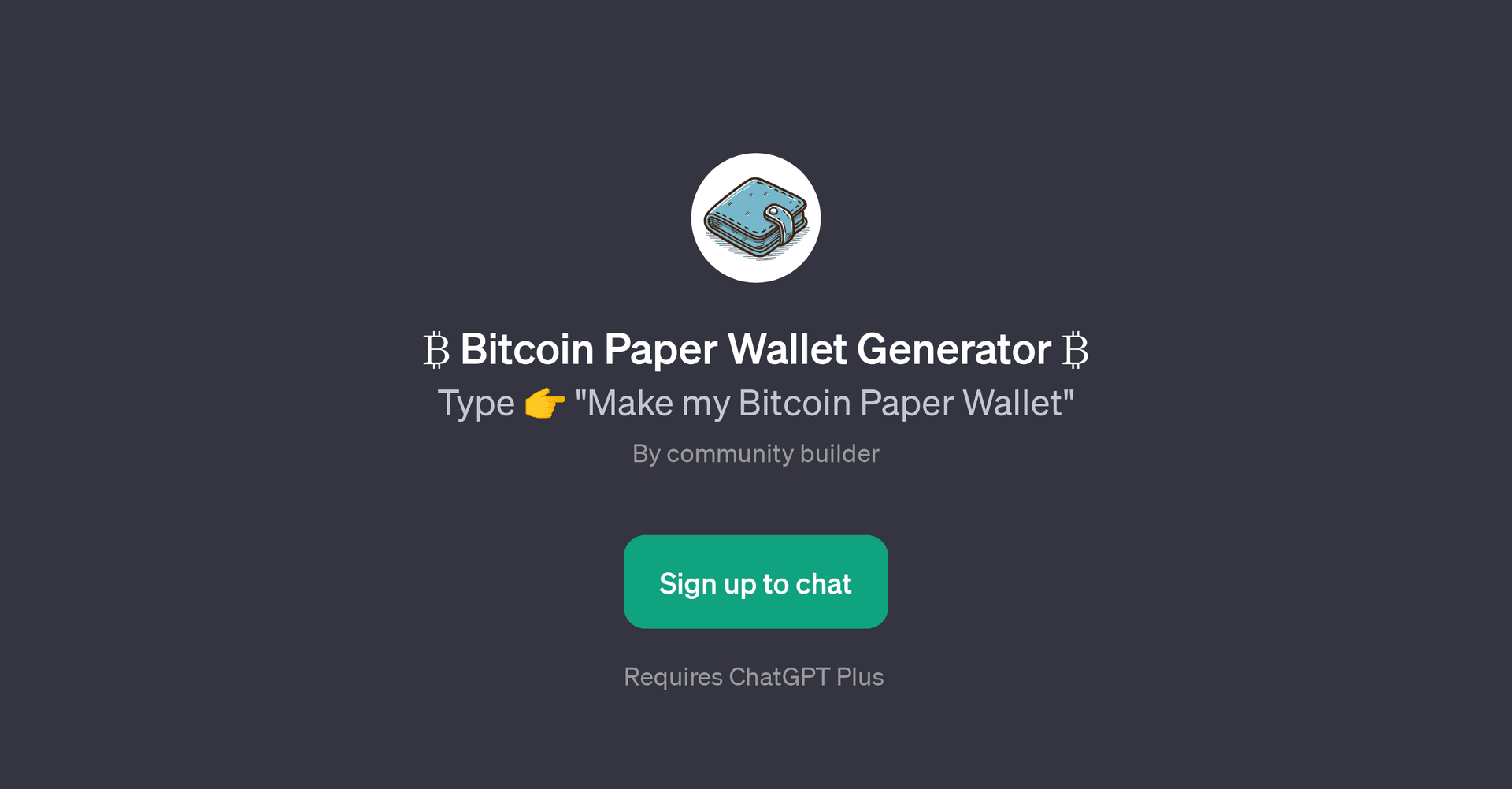 Bitcoin Paper Wallet Generator GPT