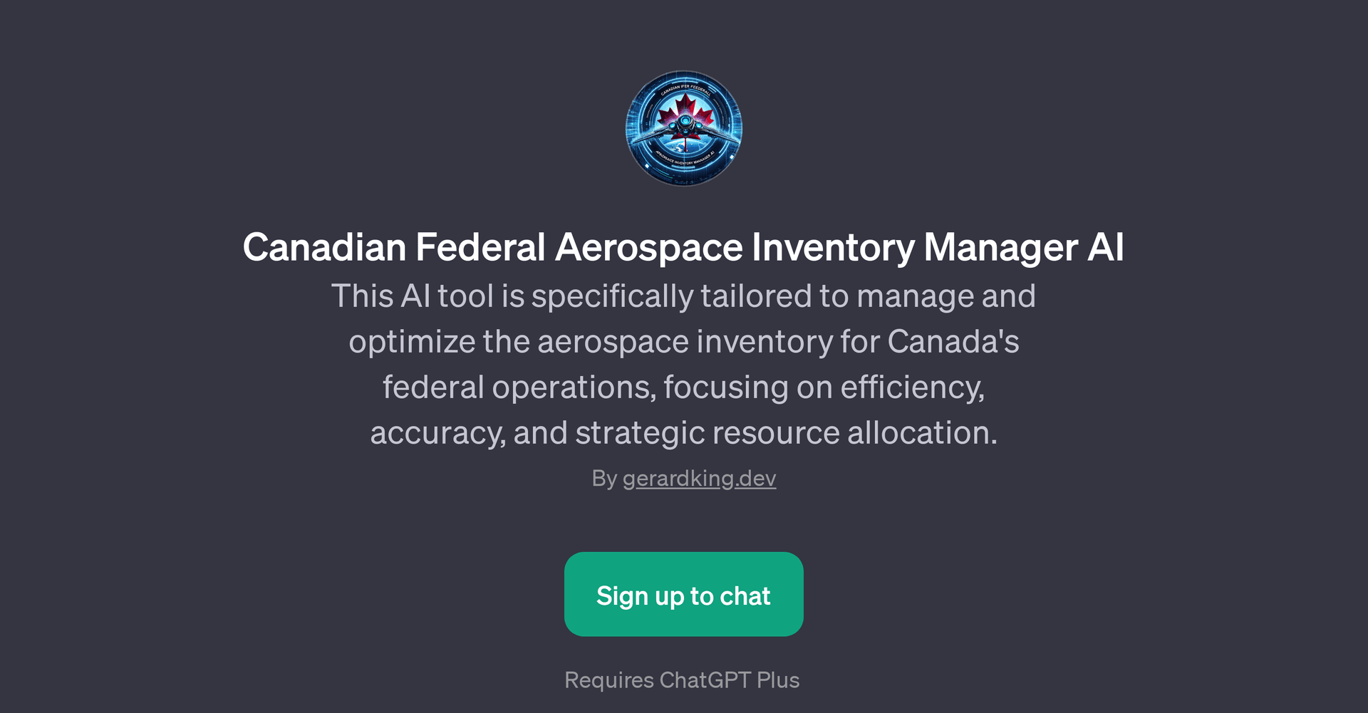 Canadian Federal Aerospace Inventory Manager AI