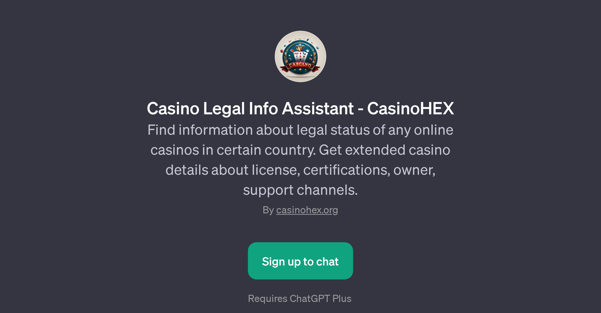 Casino Legal Info Assistant - CasinoHEX