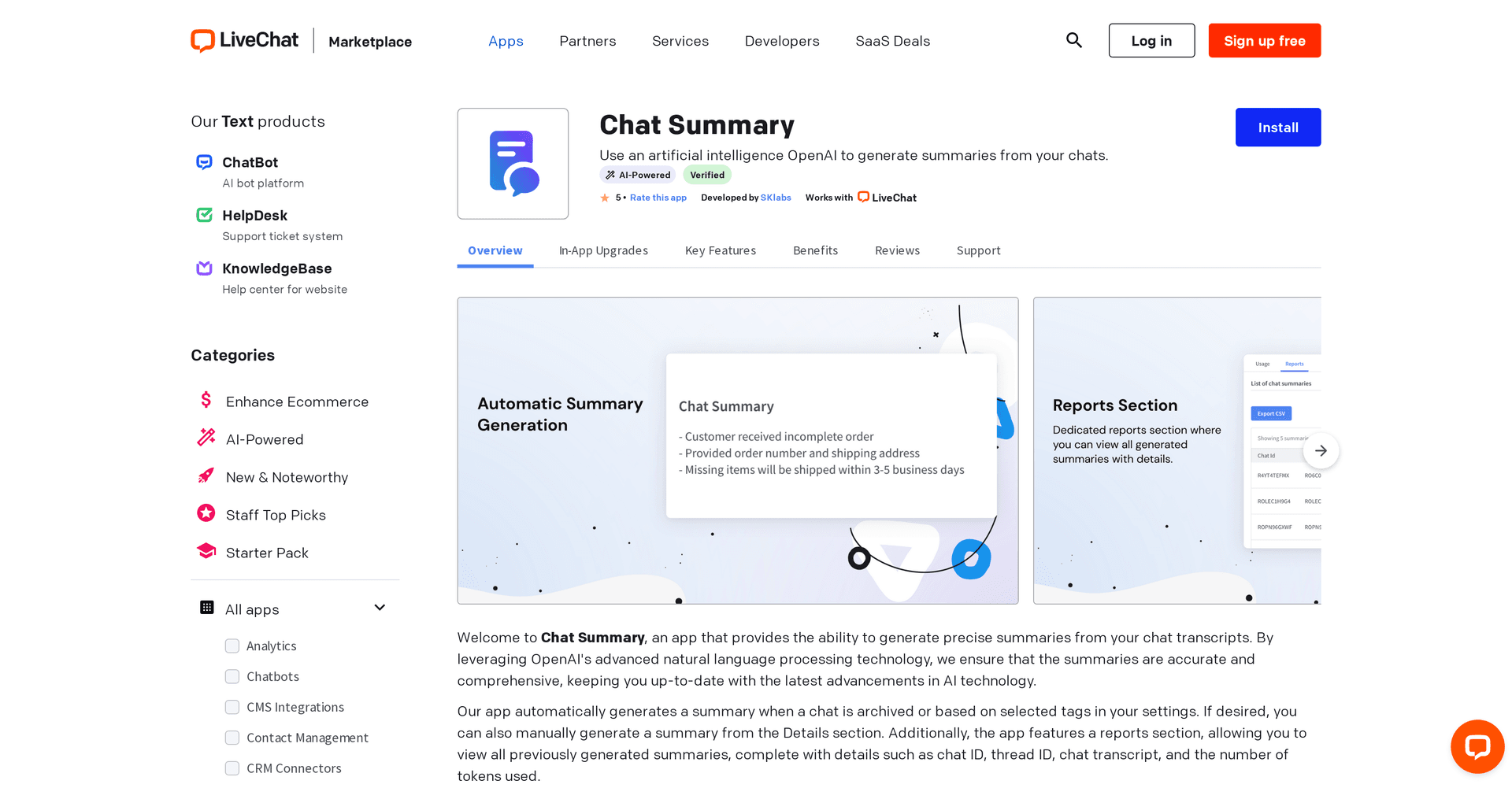 Chat Summary for LiveChat