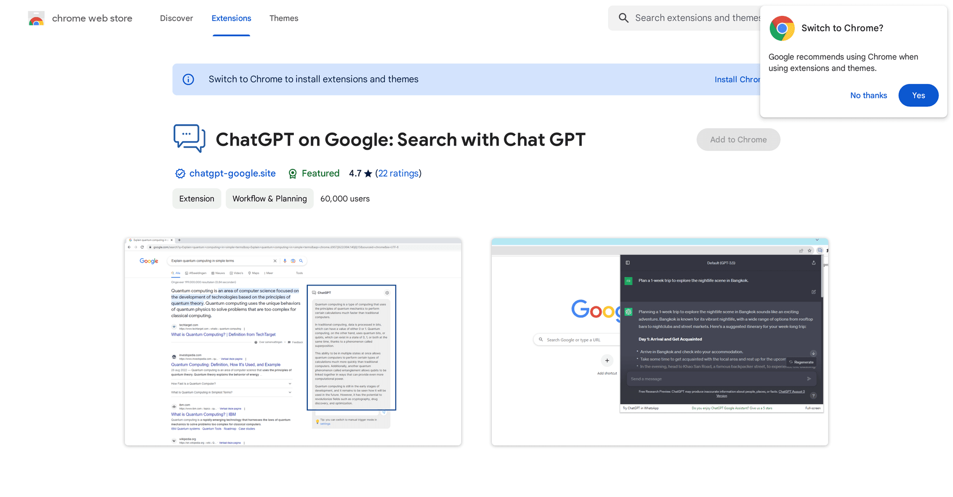 ChatGPT on Google