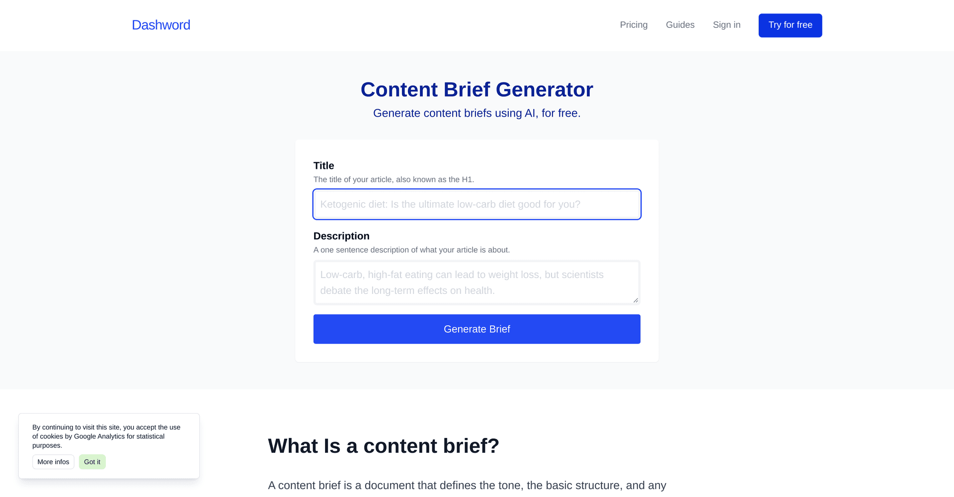 Content brief generator