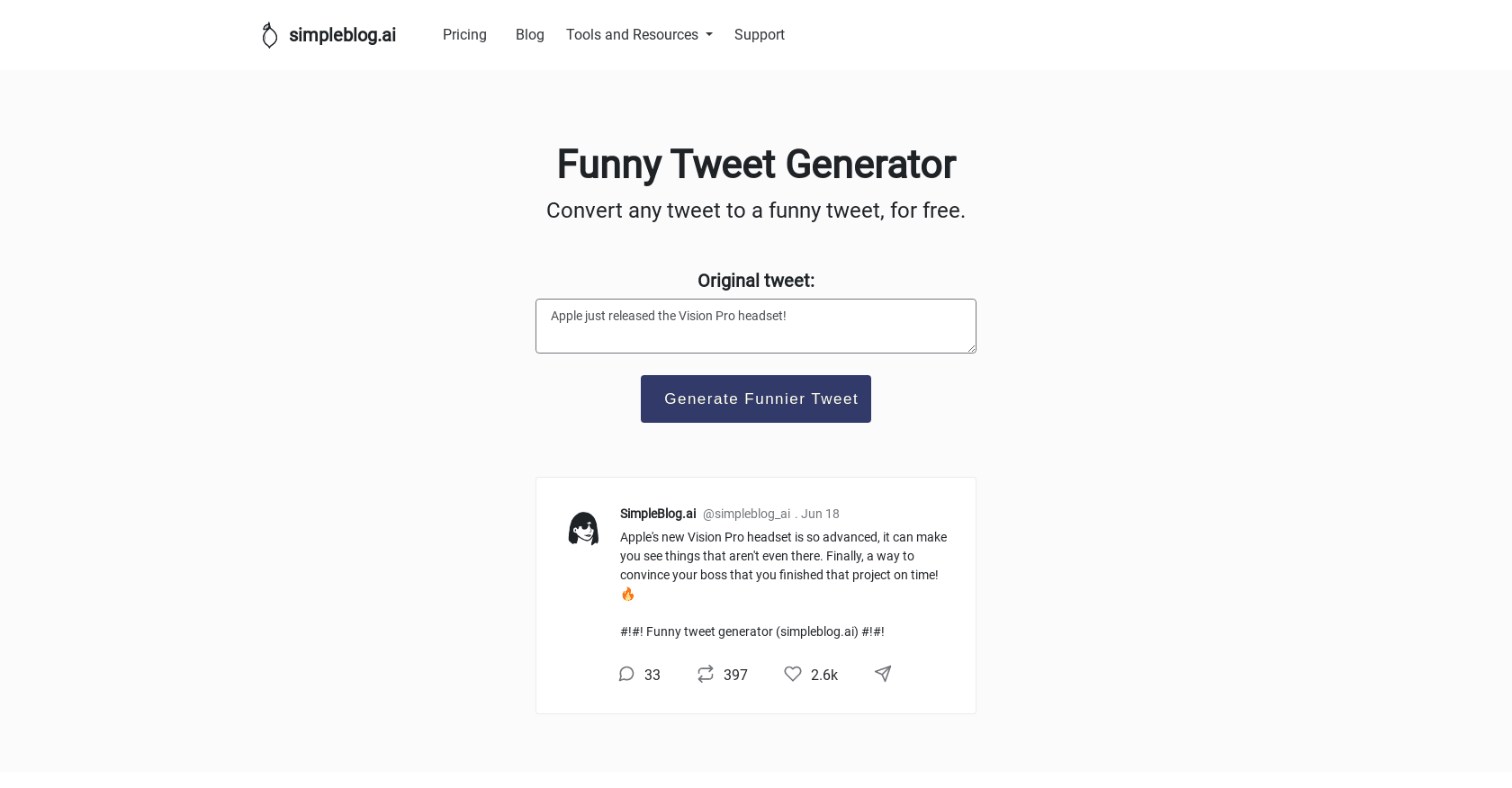 Funny tweet generator