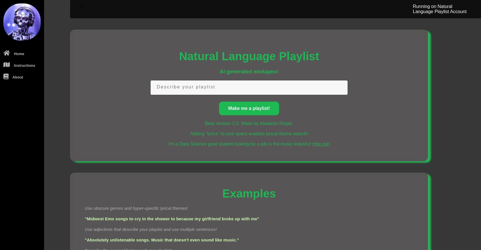 Natural Language Playlist