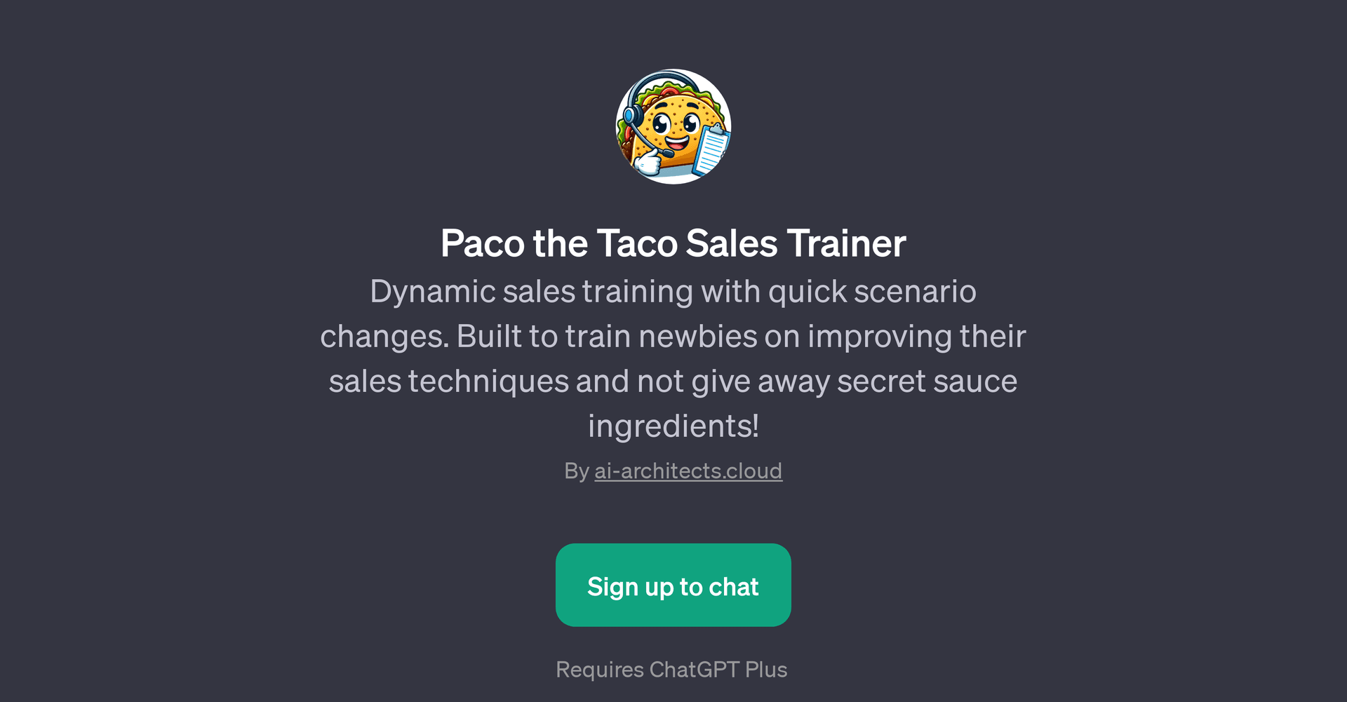 Paco the Taco Sales Trainer