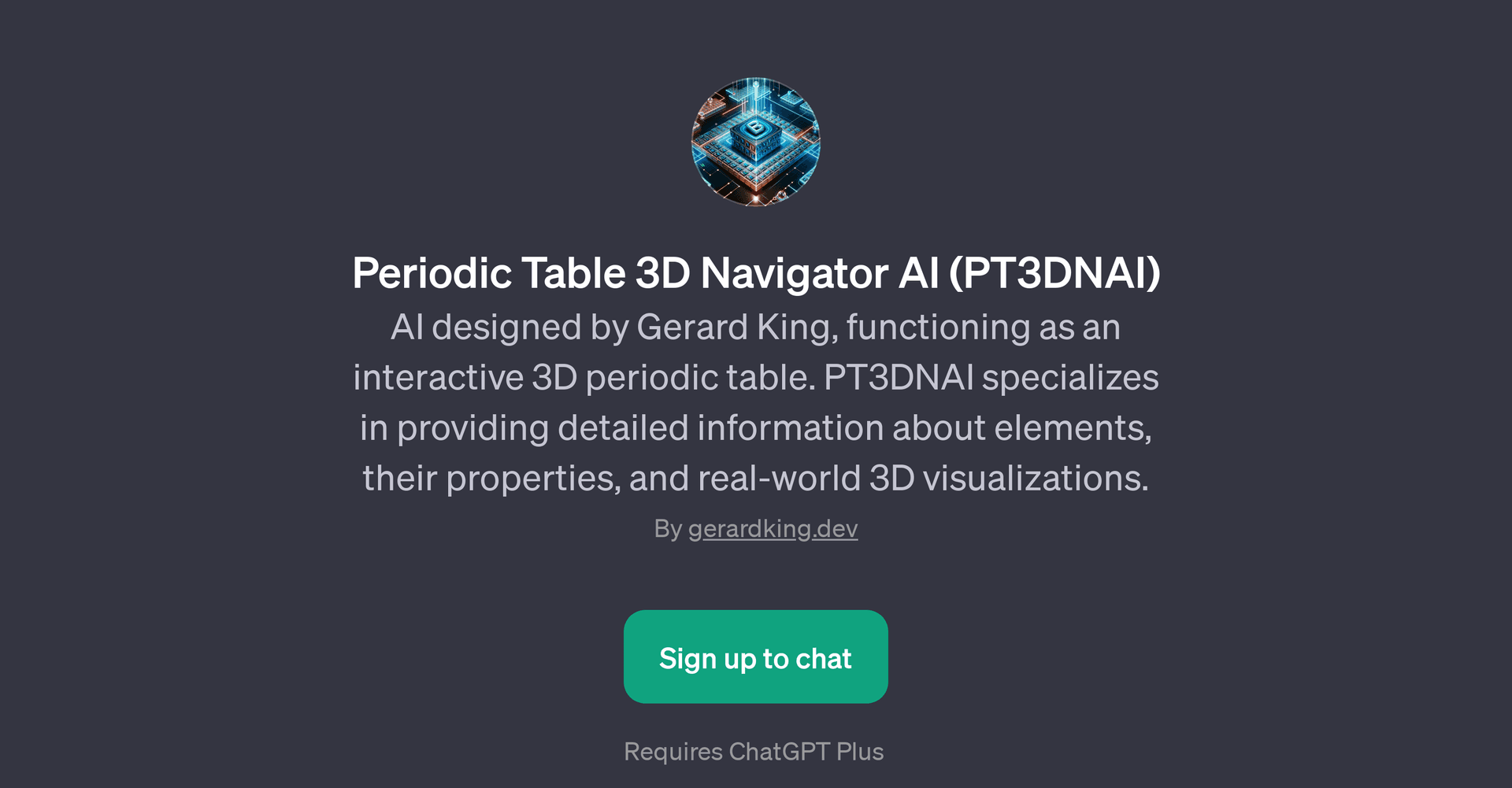 Periodic Table 3D Navigator AI (PT3DNAI)
