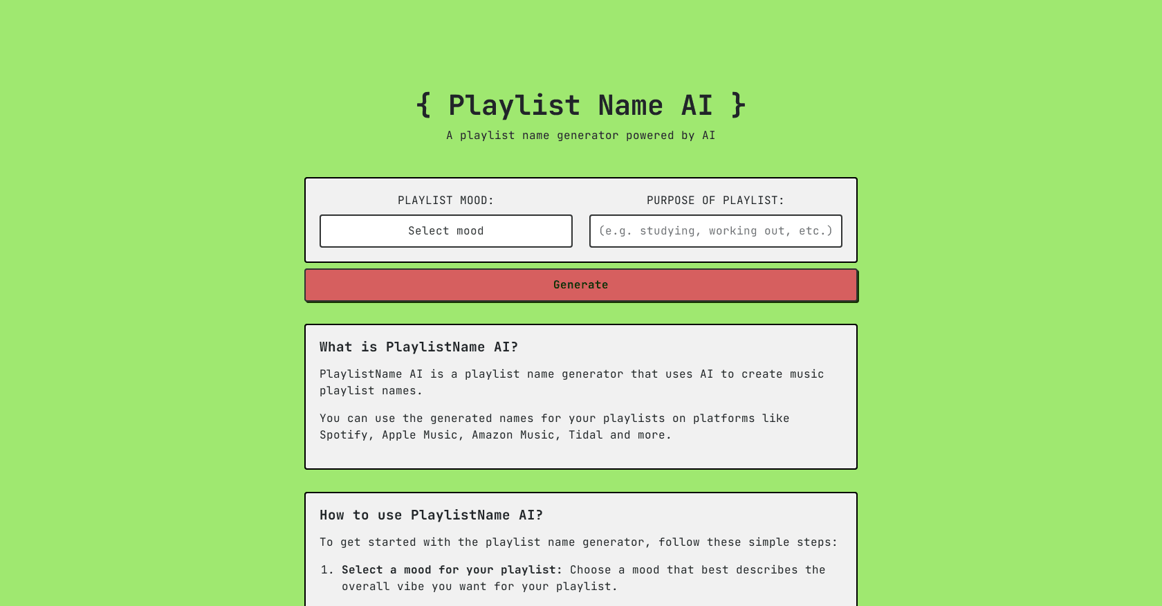 Playlistnameai