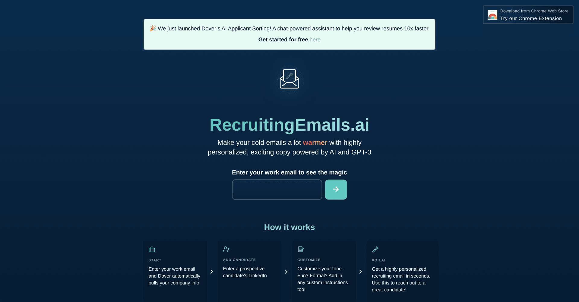 Recruiting Emails AI by Dover