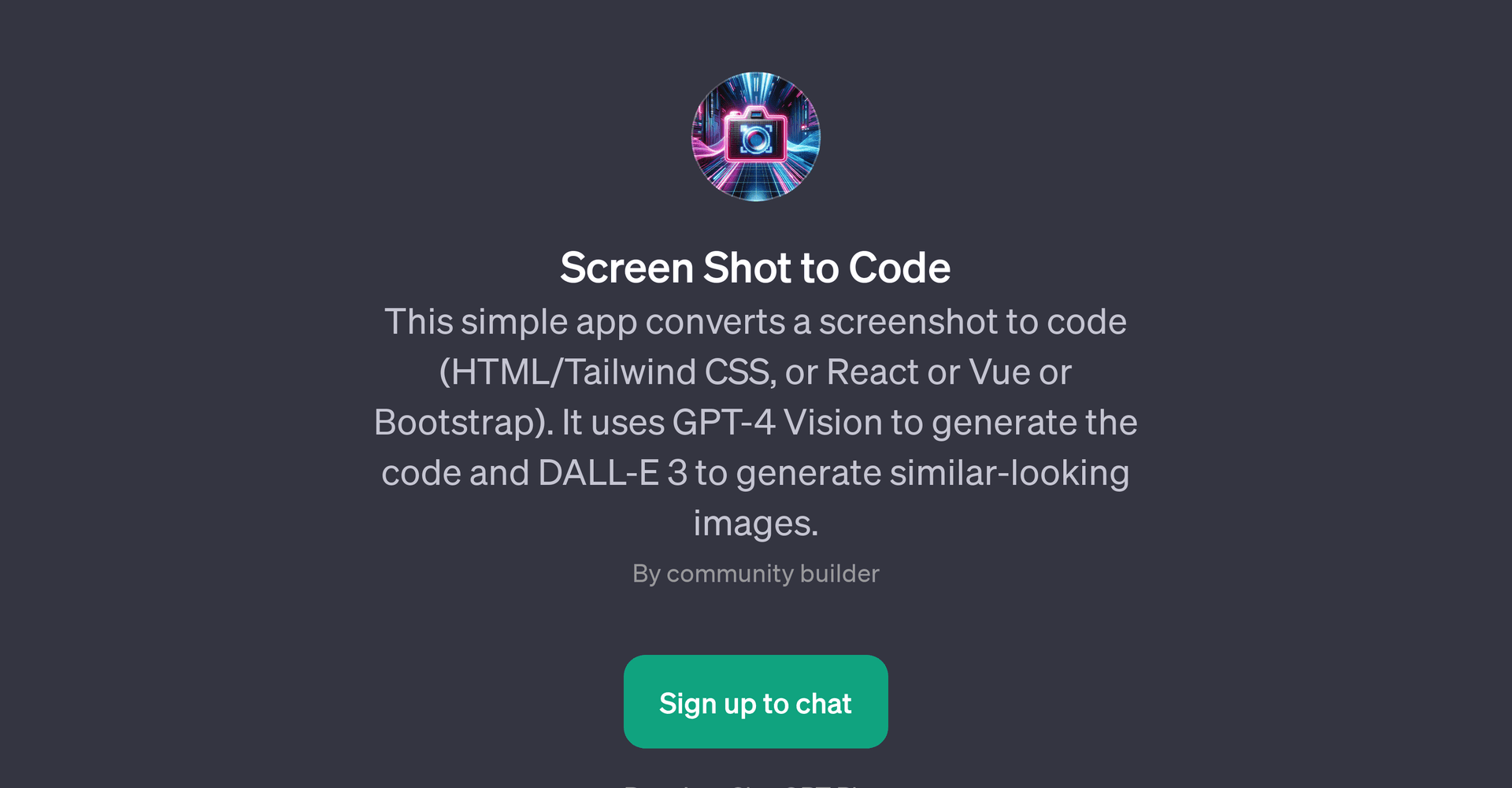 Screen Shot to Code