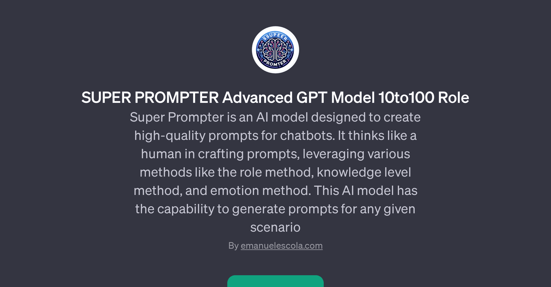 SUPER PROMPTER Advanced GPT Model 10to100 Role