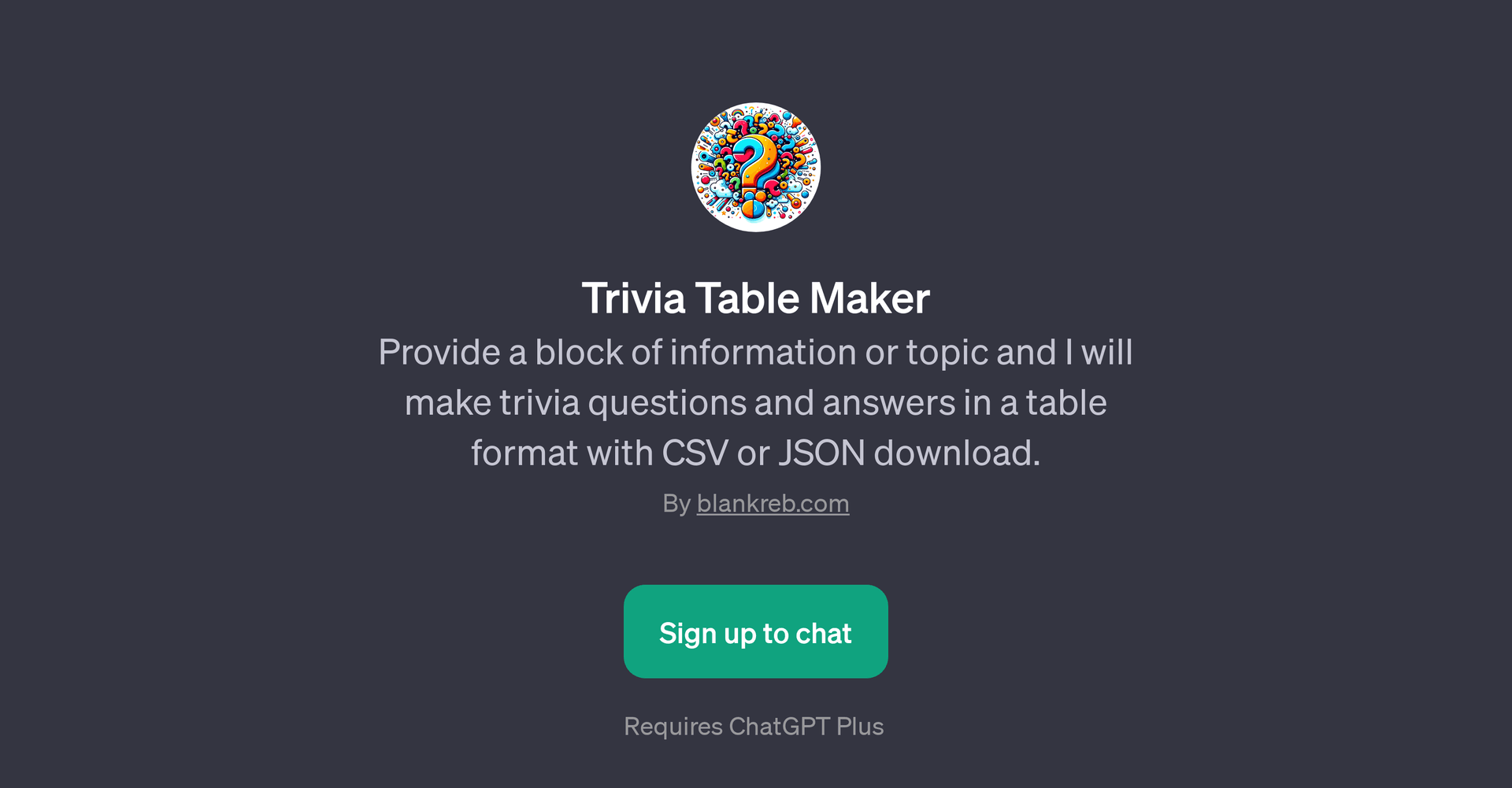 Trivia Table Maker
