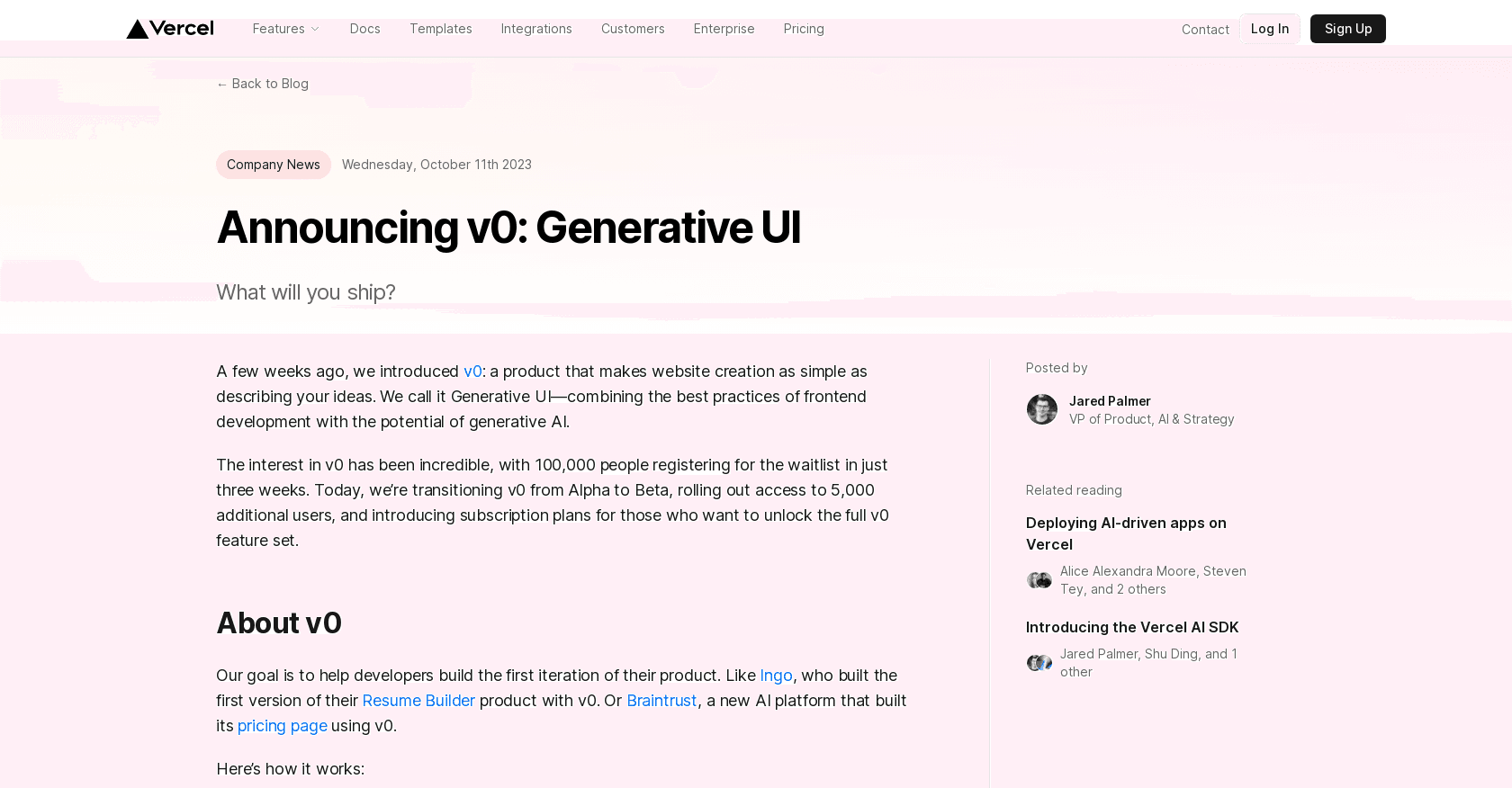V0 Generative UI