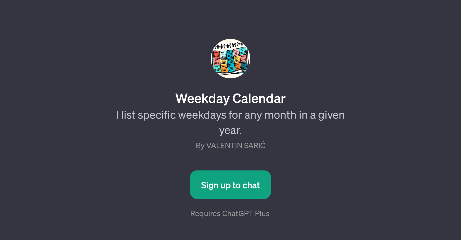Weekday Calendar